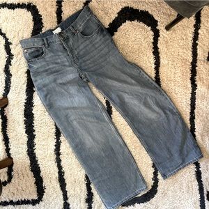 H&M wide leg flare jeans button fly high rise sz 8